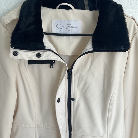 White with black fur coat/jacket. Jessica Simpson brand size large - Picture 5 of 5